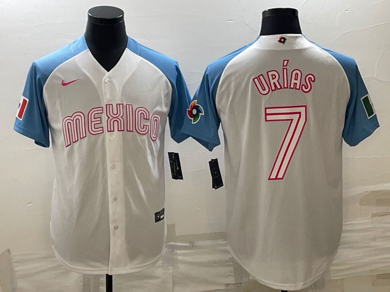 Men 2023 World Cub Mexico #7 Urias White blue Nike MLB Jersey1->more jerseys->MLB Jersey